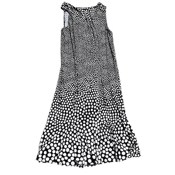 COVINGTON Black & White Polka-Dot Dress W/ Flared Ends Size 12 - Picture 2 of 4